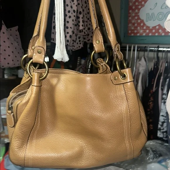 Fossil Tan Leather Shoulder Bag with Double Handles - Picture 9 of 10